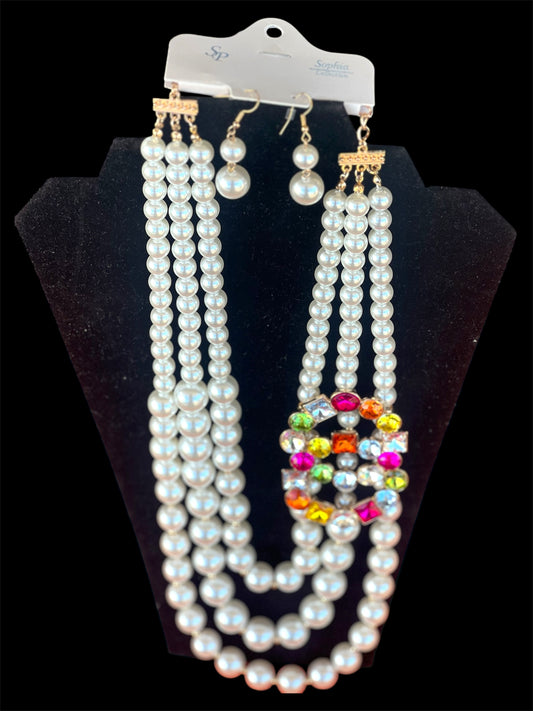 CC Inspired Pearl Necklace Set