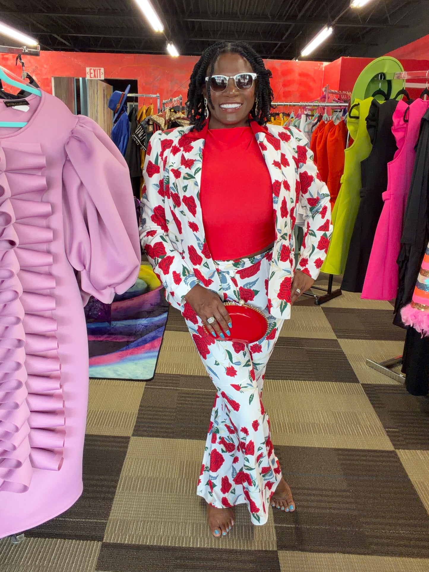 2 Piece Flora Print Pantsuit