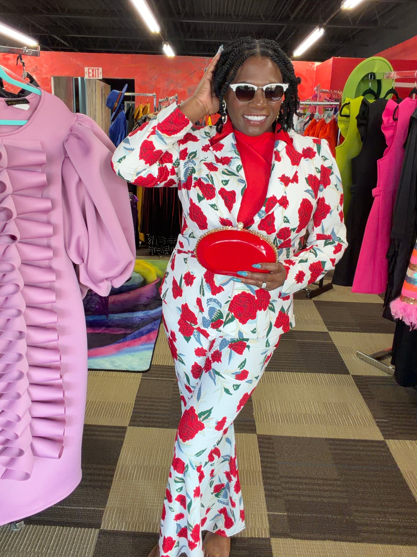 2 Piece Flora Print Pantsuit
