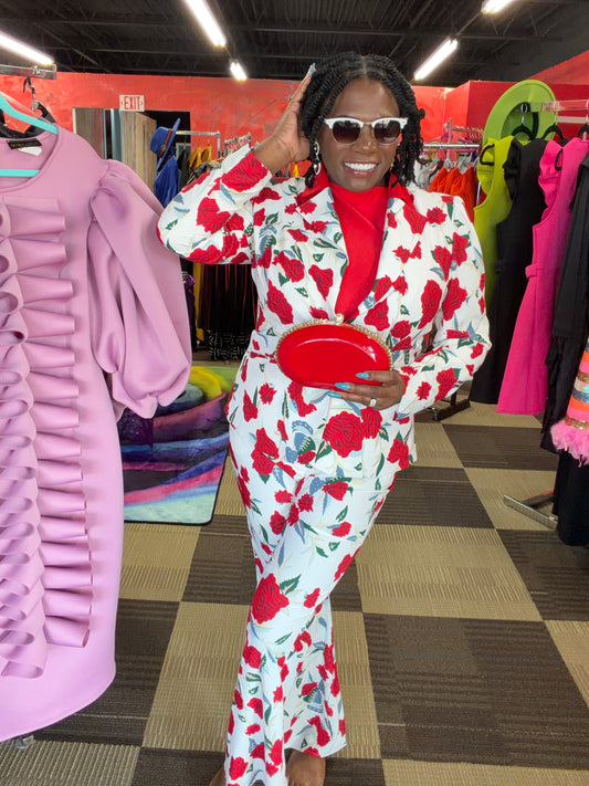 2 Piece Flora Print Pantsuit