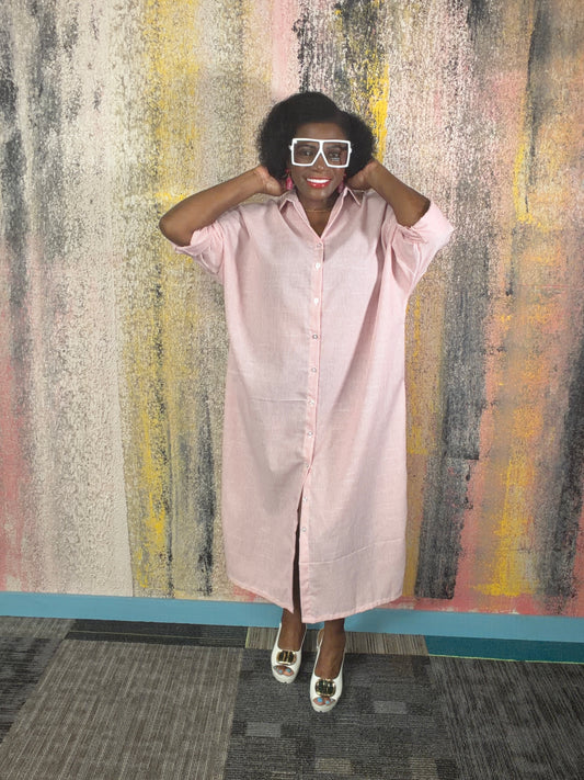 Stripe Button Down Casual Dress