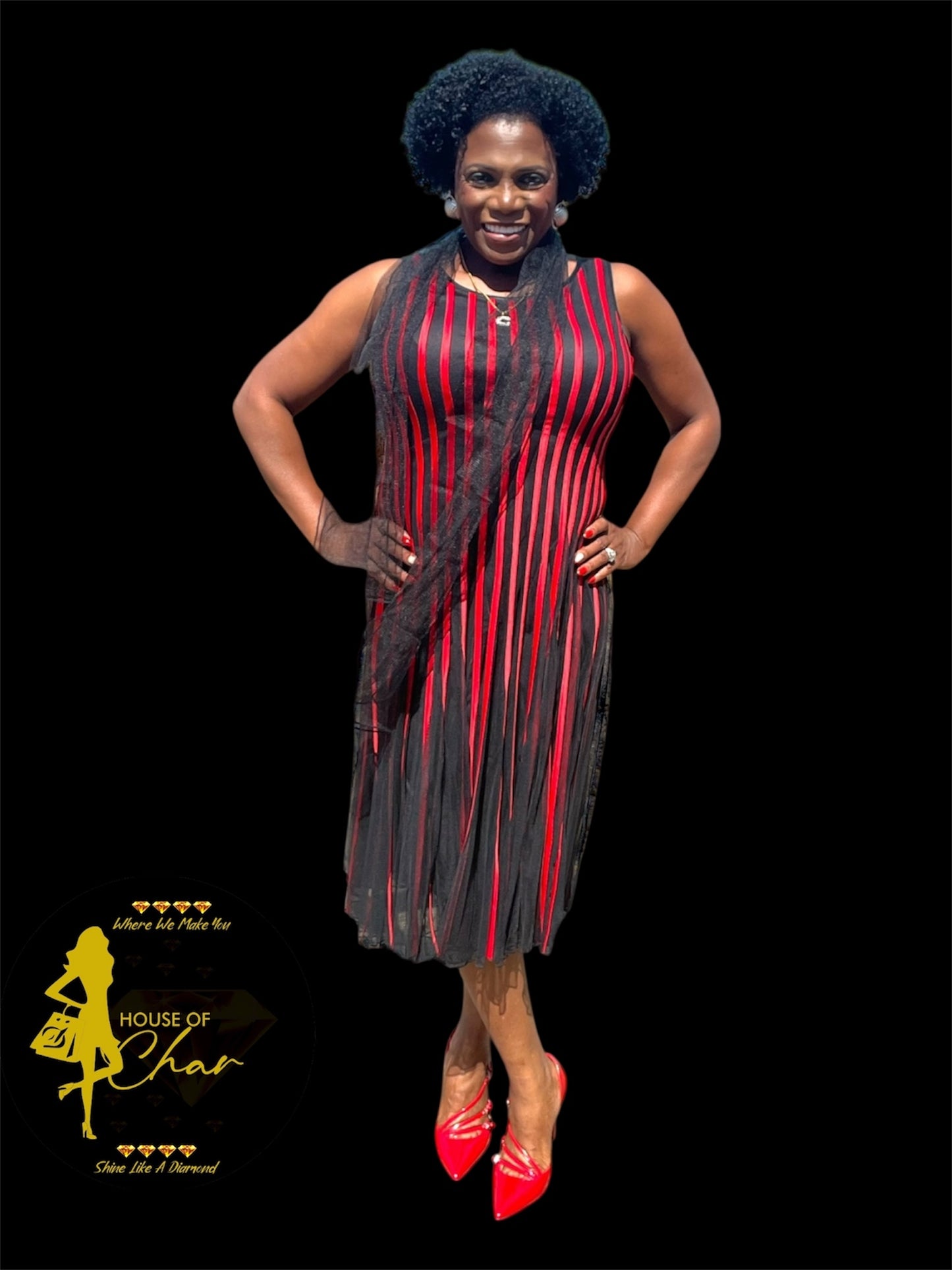 Pleated Dress With Scarf