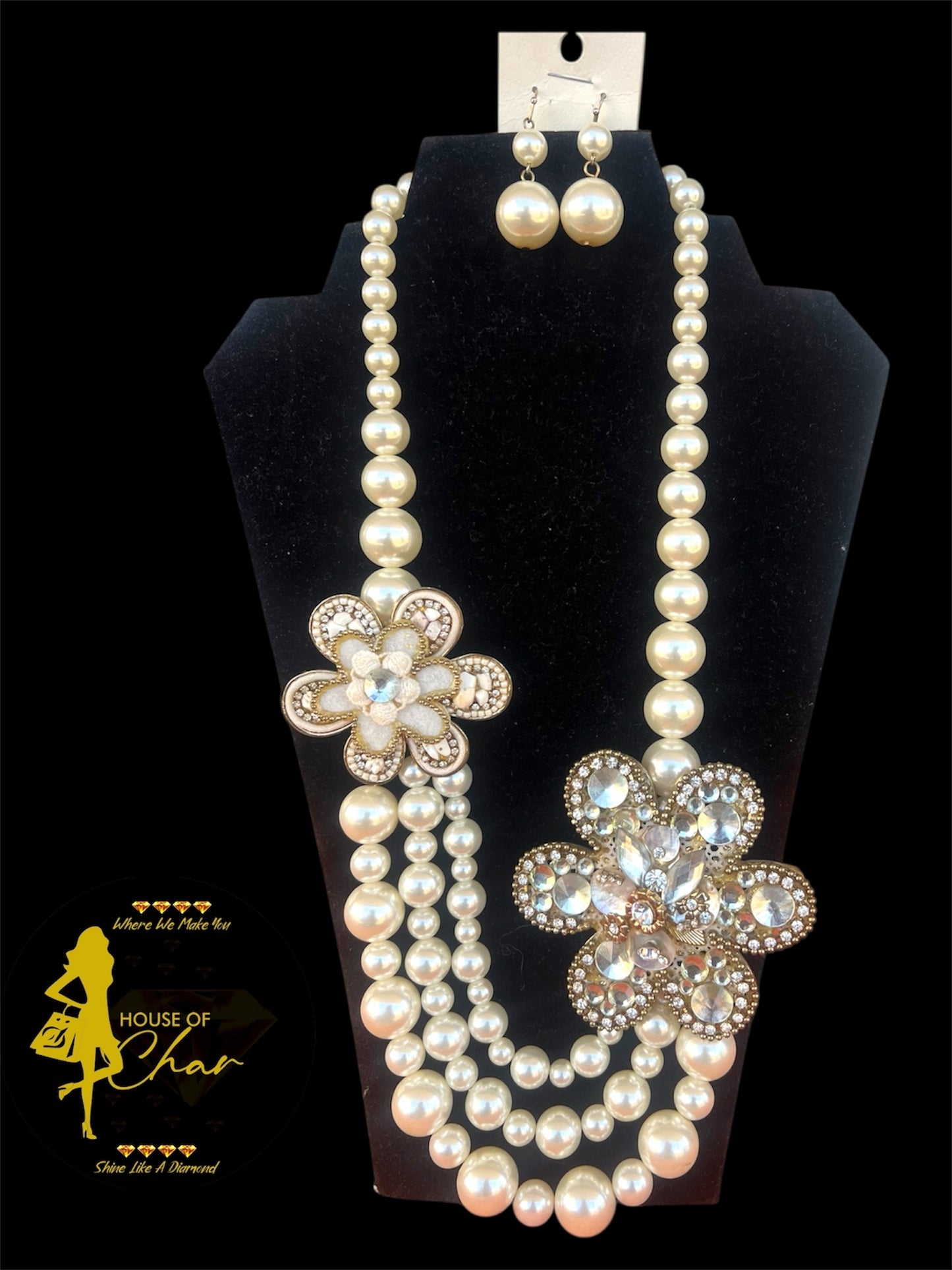 Flower Pearl Stone Necklace